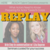 A poster with two women and the words " replay ".